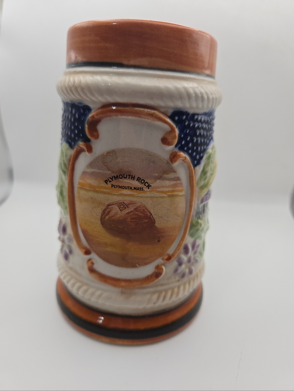 Vintage Plymouth Rock Mug Stein Massachusetts Souvenir Ceramic